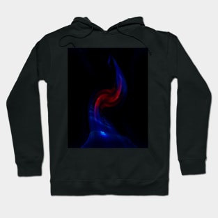 Digital collage and special processing. Source of energy. Sci-fi. Red and blue. Hoodie